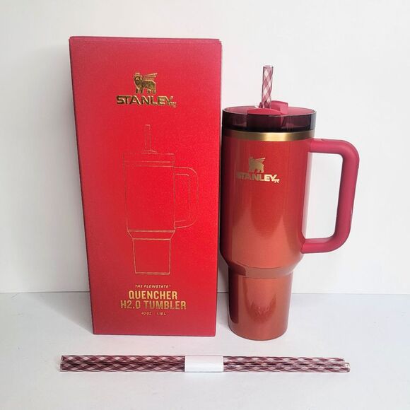 STANLEY Scarlet Tinsel Quencher H2.0 Flowstate Tumbler 40 oz Limited Edition NEW - Picture 1 of 11